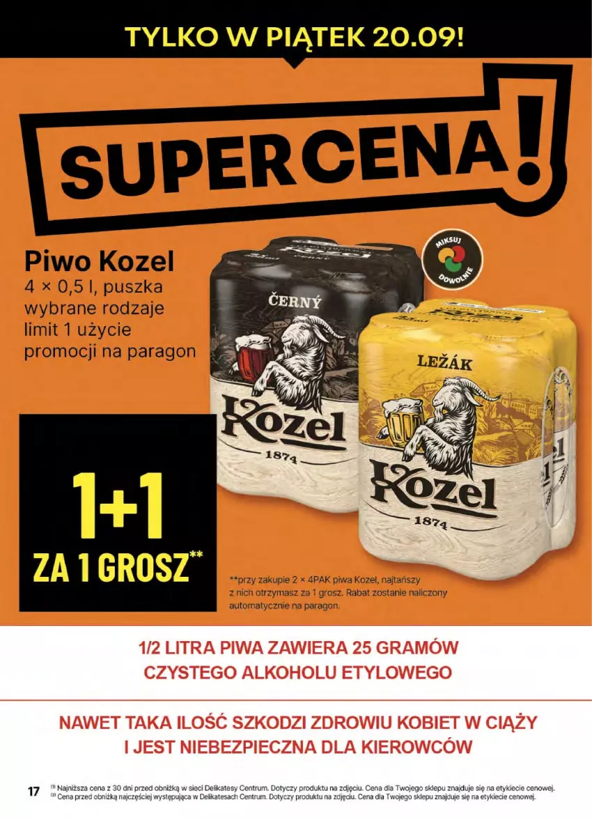 Gazetka promocyjna Delikatesy Centrum - NOWA GAZETKA Delikatesy Centrum od 19 września! 19-25.09.2024 - ważna 19.09 do 25.09.2024 - strona 17 - produkty: Kozel, Piwa, Piwo, Rum