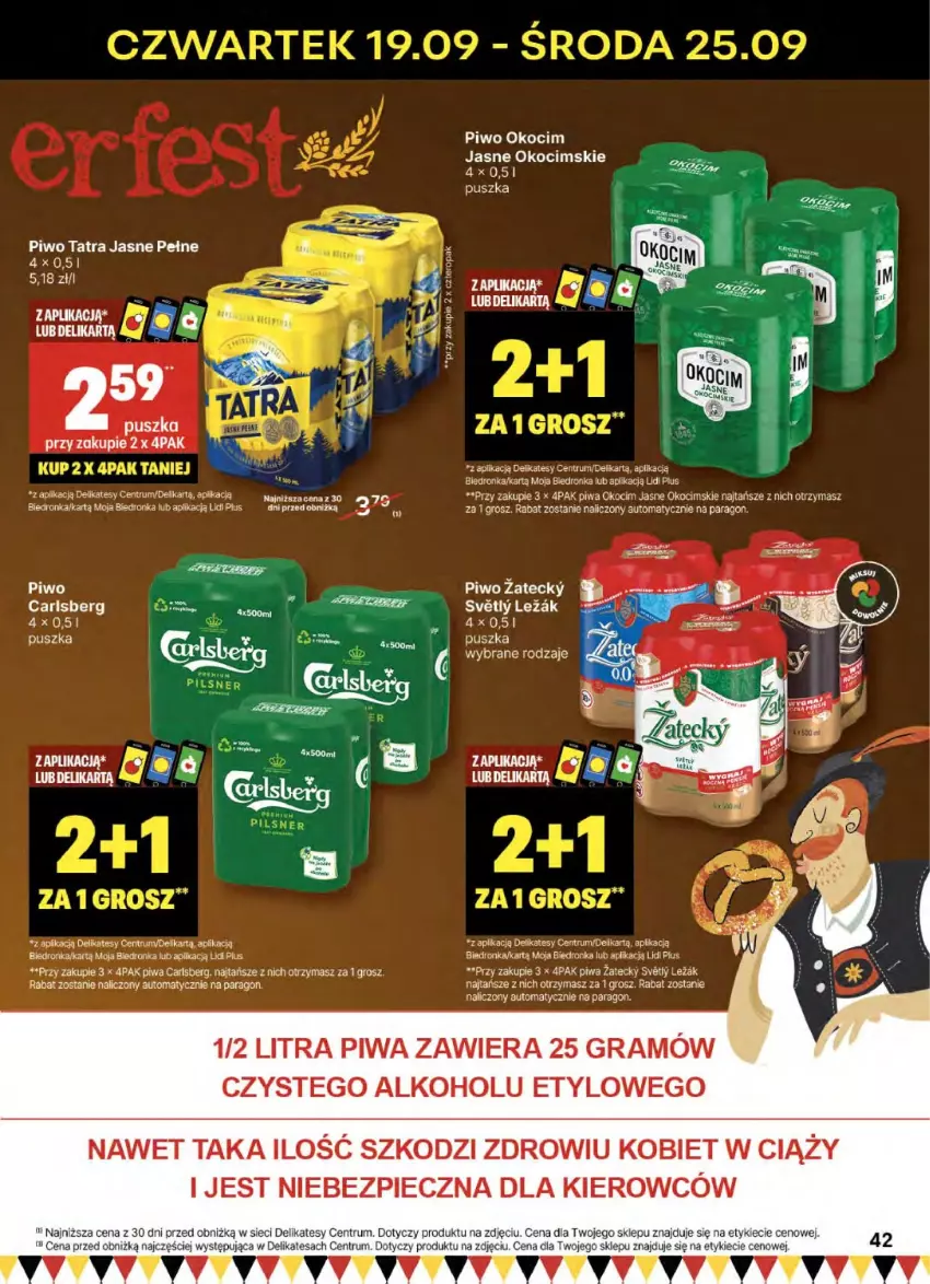 Gazetka promocyjna Delikatesy Centrum - NOWA GAZETKA Delikatesy Centrum od 19 września! 19-25.09.2024 - ważna 19.09 do 25.09.2024 - strona 42 - produkty: Carlsberg, Dron, Gra, Koc, Okocim, Piec, Piwa, Piwo, Rum, Tatra