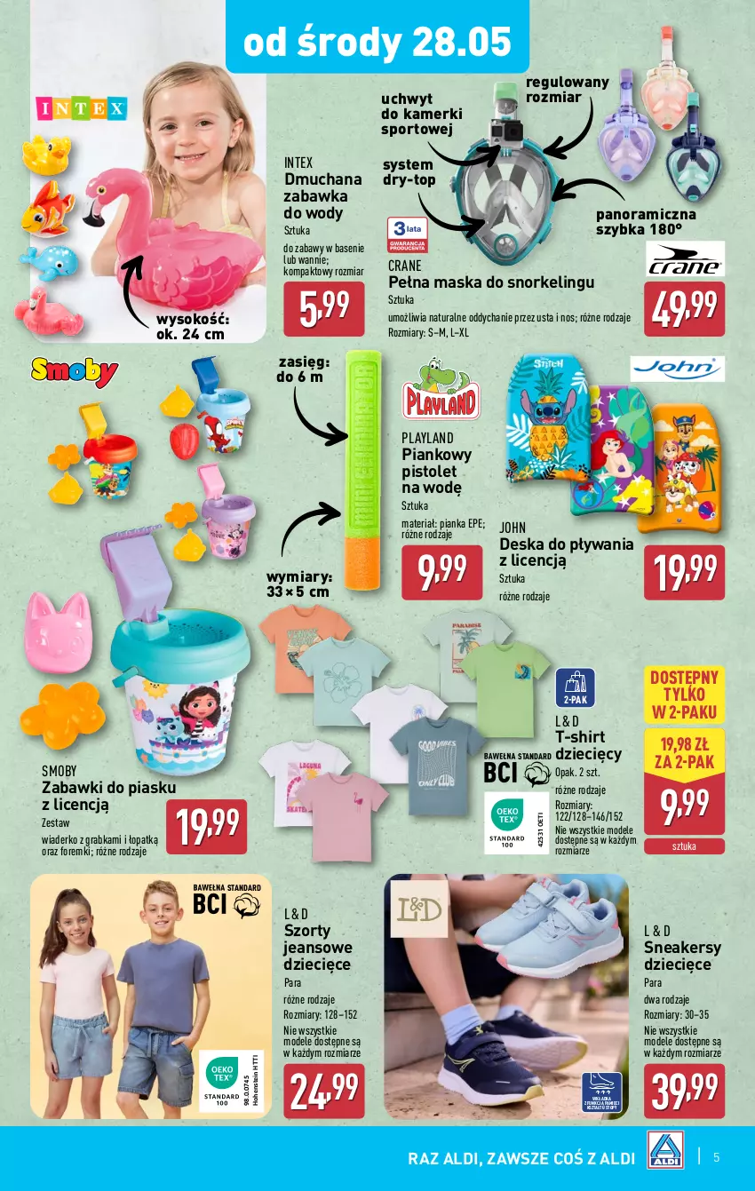 Gazetka promocyjna Aldi - Artykuły przemysłowe i tekstylia - ważna 28.05 do 31.05.2025 - strona 5 - produkty: Dzieci, Foremki, Gra, Maska, Pistolet, Por, Sneakersy, Sok, Sport, Szorty, T-shirt, Top, Zabawka