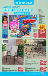 Gazetka promocyjna Aldi - Artykuły przemysłowe i tekstylia - Gazetka - ważna od 31.05 do 31.05.2025 - strona 7 - produkty: Krzesło ogrodowe, Sok, Wyrzutnia, Chodzik, Stolik, Samochodziki, Polly Pocket, Zabawka, Barbie, Mattel, Monster truck, Krzesło, Waga, Lalka, Hot Wheels, Fa