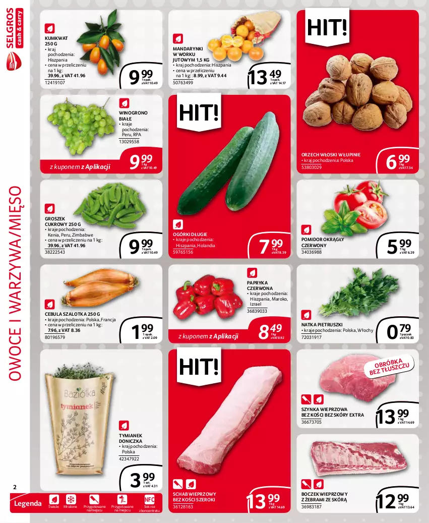 Gazetka promocyjna Selgros - Extra Oferta - ważna 01.12 do 31.12.2021 - strona 2 - produkty: Boczek, Boczek wieprzowy, Cebula, Cebula szalotka, Groszek, Kumkwat, Mandarynki, Mięso, Natka pietruszki, Owoce, Papryka, Papryka czerwona, Schab wieprzowy, Sok, Szal, Szynka, Szynka wieprzowa, Warzywa, Wino