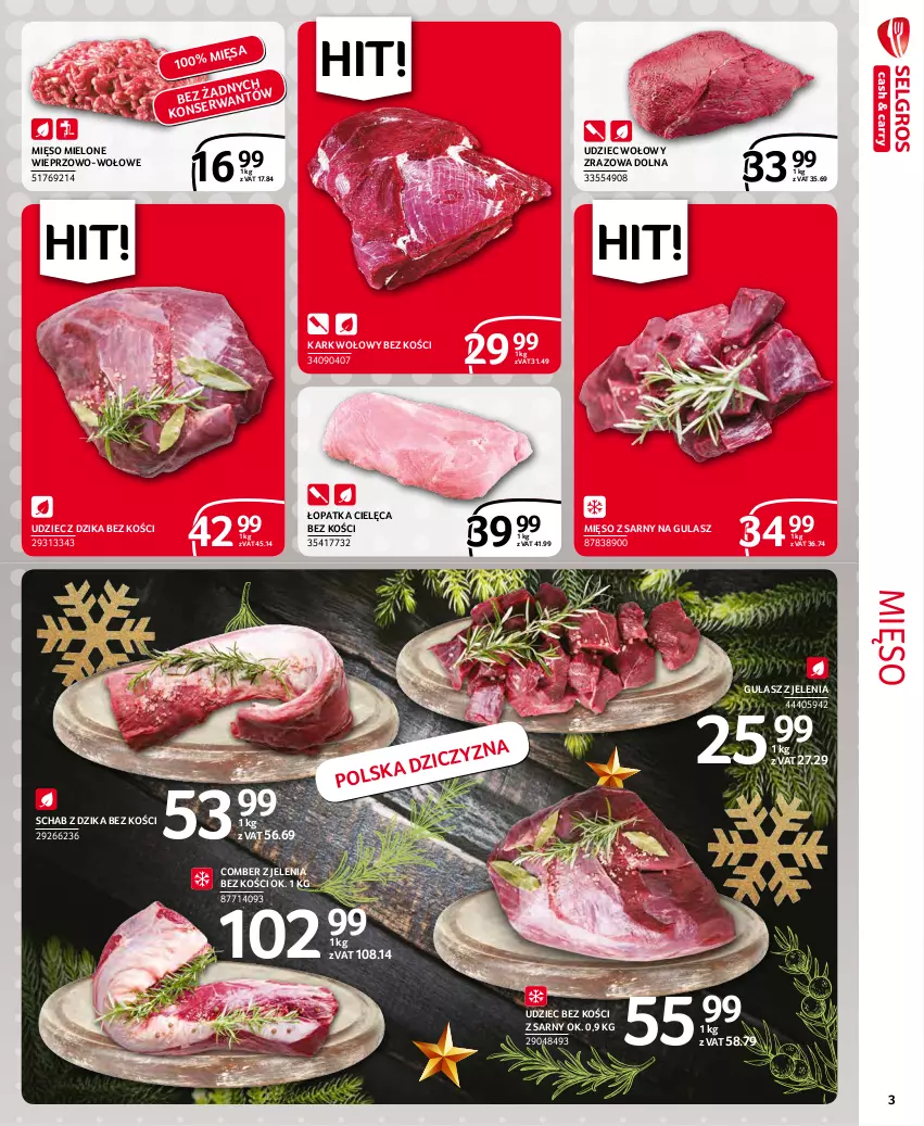 Gazetka promocyjna Selgros - Extra Oferta - ważna 01.12 do 31.12.2021 - strona 3 - produkty: Kark wołowy, Mięso, Mięso mielone, Udziec wołowy