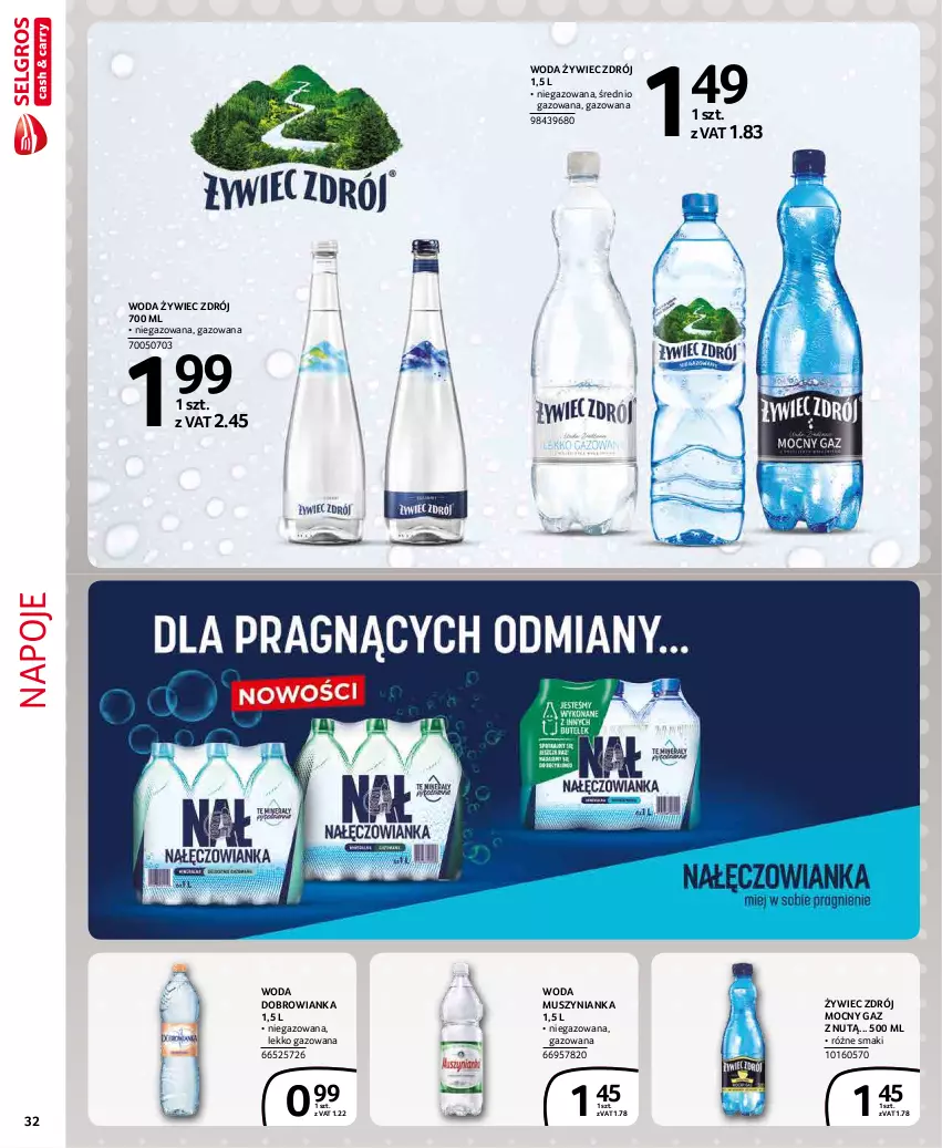 Gazetka promocyjna Selgros - Extra Oferta - ważna 01.12 do 31.12.2021 - strona 32 - produkty: Dobrowianka, Mus, Muszynianka, Napoje, Woda