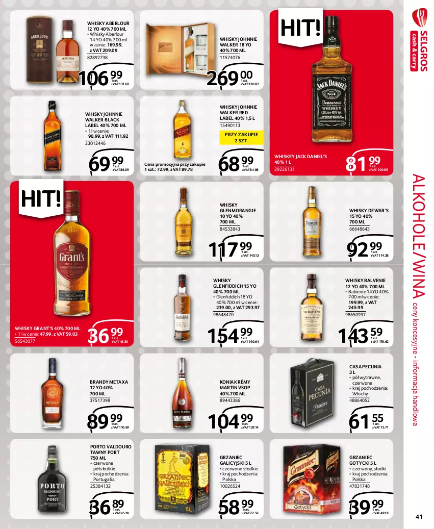 Gazetka promocyjna Selgros - Extra Oferta - ważna 01.12 do 31.12.2021 - strona 41 - produkty: Alkohole, Brandy, Gra, Grzaniec Galicyjski, Johnnie Walker, Lack, Metaxa, Por, Whiskey, Whisky