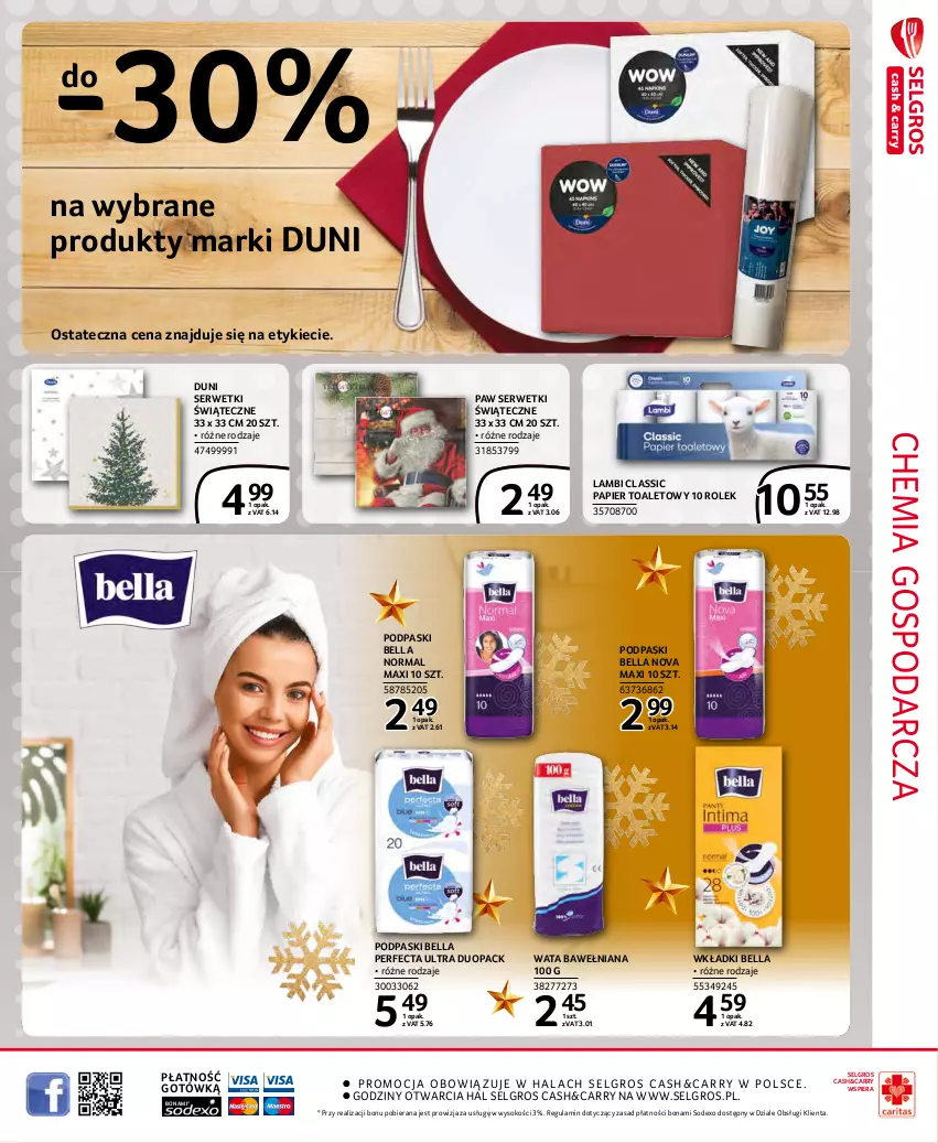 Gazetka promocyjna Selgros - Extra Oferta - ważna 01.12 do 31.12.2021 - strona 53 - produkty: Bell, Bella, LG, Papier, Papier toaletowy, Perfecta, Podpaski, Ser, Serwetki, Sok, Wkładki