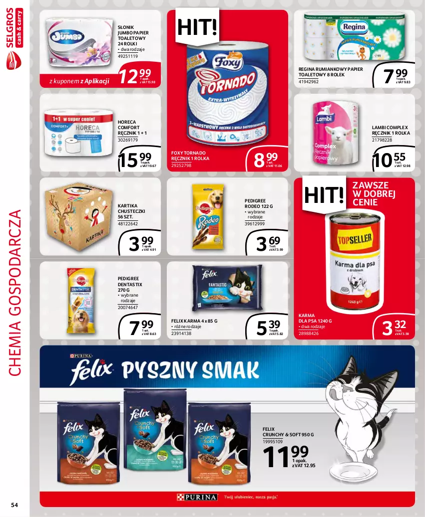 Gazetka promocyjna Selgros - Extra Oferta - ważna 01.12 do 31.12.2021 - strona 54 - produkty: Chusteczki, Felix, Foxy, Gin, Papier, Papier toaletowy, Pedigree, Ręcznik, Rolki, Rum