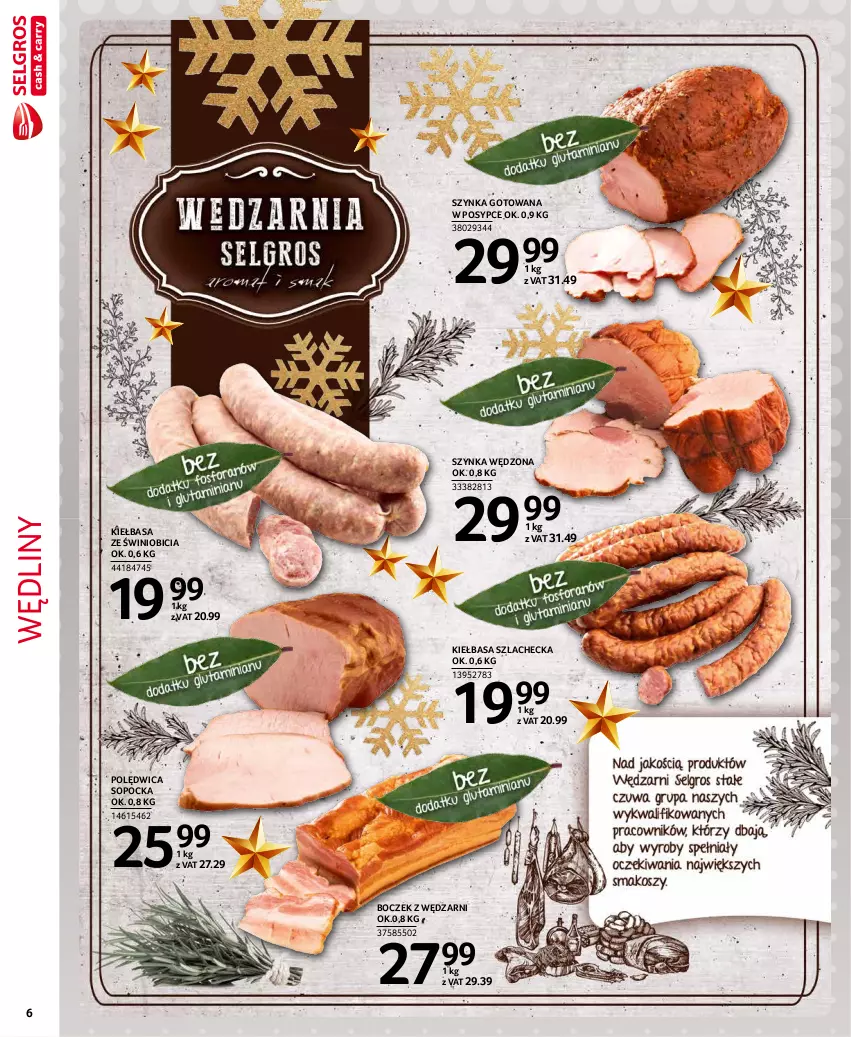 Gazetka promocyjna Selgros - Extra Oferta - ważna 01.12 do 31.12.2021 - strona 6 - produkty: BIC, Boczek, Kiełbasa, Polędwica, Szynka