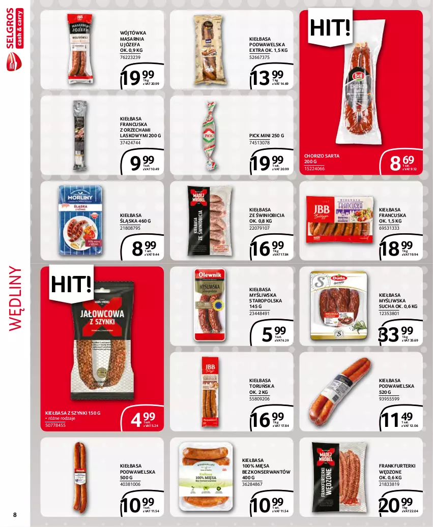 Gazetka promocyjna Selgros - Extra Oferta - ważna 01.12 do 31.12.2021 - strona 8 - produkty: BIC, Fa, Frankfurterki, Kiełbasa, Kiełbasa podwawelska, Kiełbasa śląska, Ser, Wawel