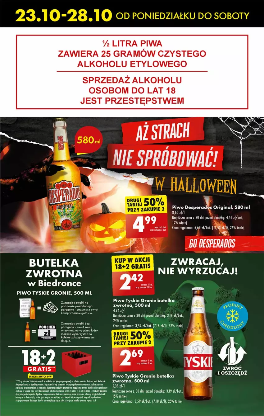 Gazetka promocyjna Biedronka - Od czwartku - ważna 26.10 do 01.11.2023 - strona 39 - produkty: Desperados, Dron, Fa, Gin, Gra, Mola, Olej, Piwa, Piwo, Sok, Tyskie