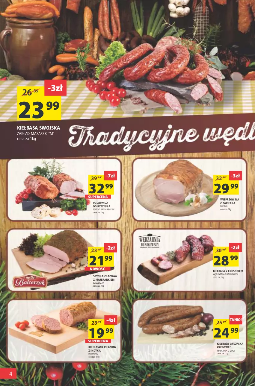 Gazetka promocyjna Arhelan - Gazetka - ważna 14.01 do 23.01.2022 - strona 4 - produkty: Basia, Kiełbasa, Piec, Polędwica, Szynka, Wieprzowina