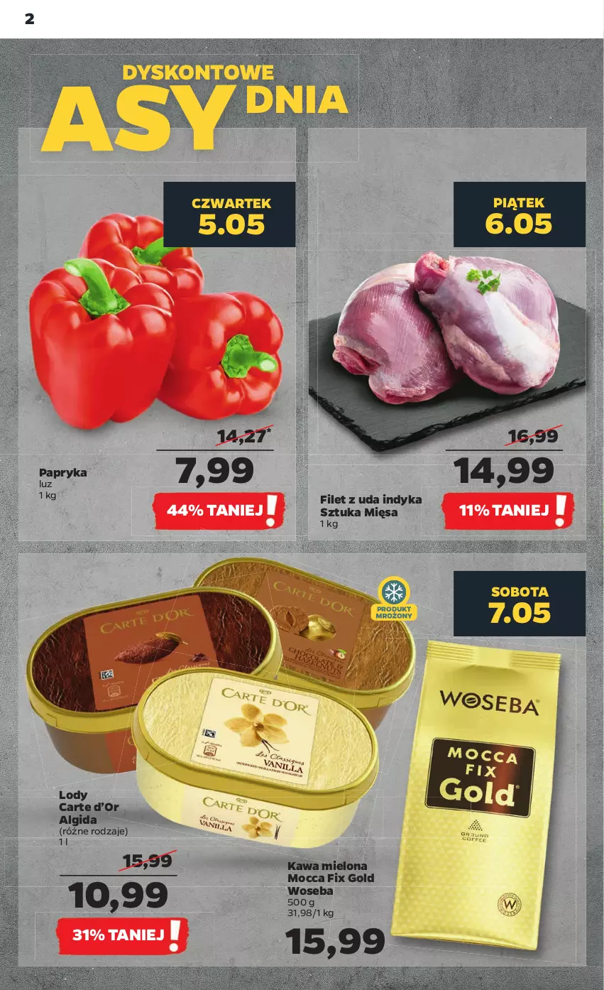 Gazetka promocyjna Netto - Gazetka spożywcza 5.05-11.05 - ważna 05.05 do 11.05.2022 - strona 2 - produkty: Algida, Kawa, Kawa mielona, LG, Lody, Mocca Fix Gold, Papryka, Woseba