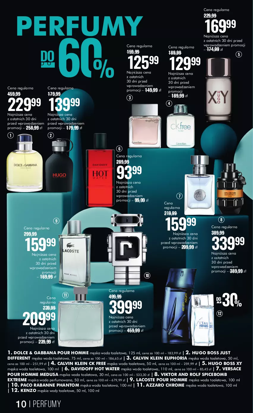 Gazetka promocyjna Super Pharm - Gazetka - ważna 17.11 do 26.11.2023 - strona 10 - produkty: Azzaro, Calvin Klein, Davidoff, Hugo Boss, Kenzo, Lacoste, Paco Rabanne, Perfum, Versace, Woda, Woda perfumowana, Woda toaletowa