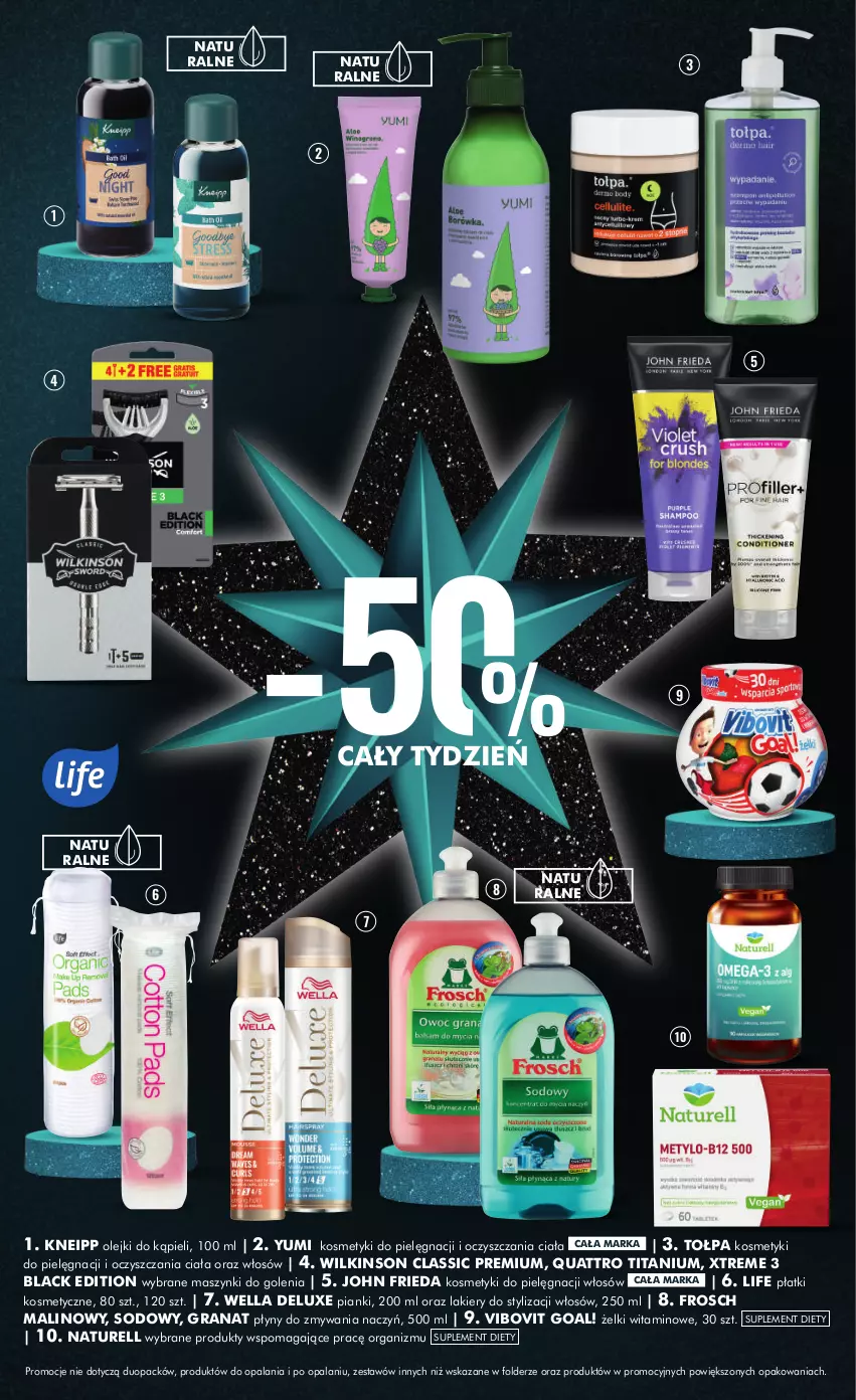 Gazetka promocyjna Super Pharm - Gazetka - ważna 17.11 do 26.11.2023 - strona 2 - produkty: Frosch, Goal, Gra, Granat, John frieda, Kneipp, Kosmetyki do pielęgnacji, Lack, Lakier, Naturell, Olej, Płatki kosmetyczne, Suplement diety, Tołpa, Wella