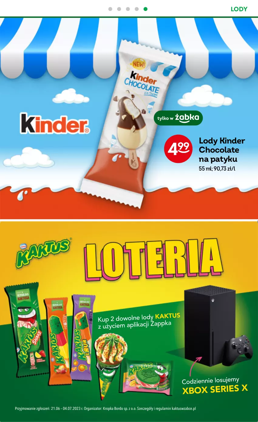 Gazetka promocyjna Żabka - ważna 21.06 do 04.07.2023 - strona 19 - produkty: Kinder, Lody