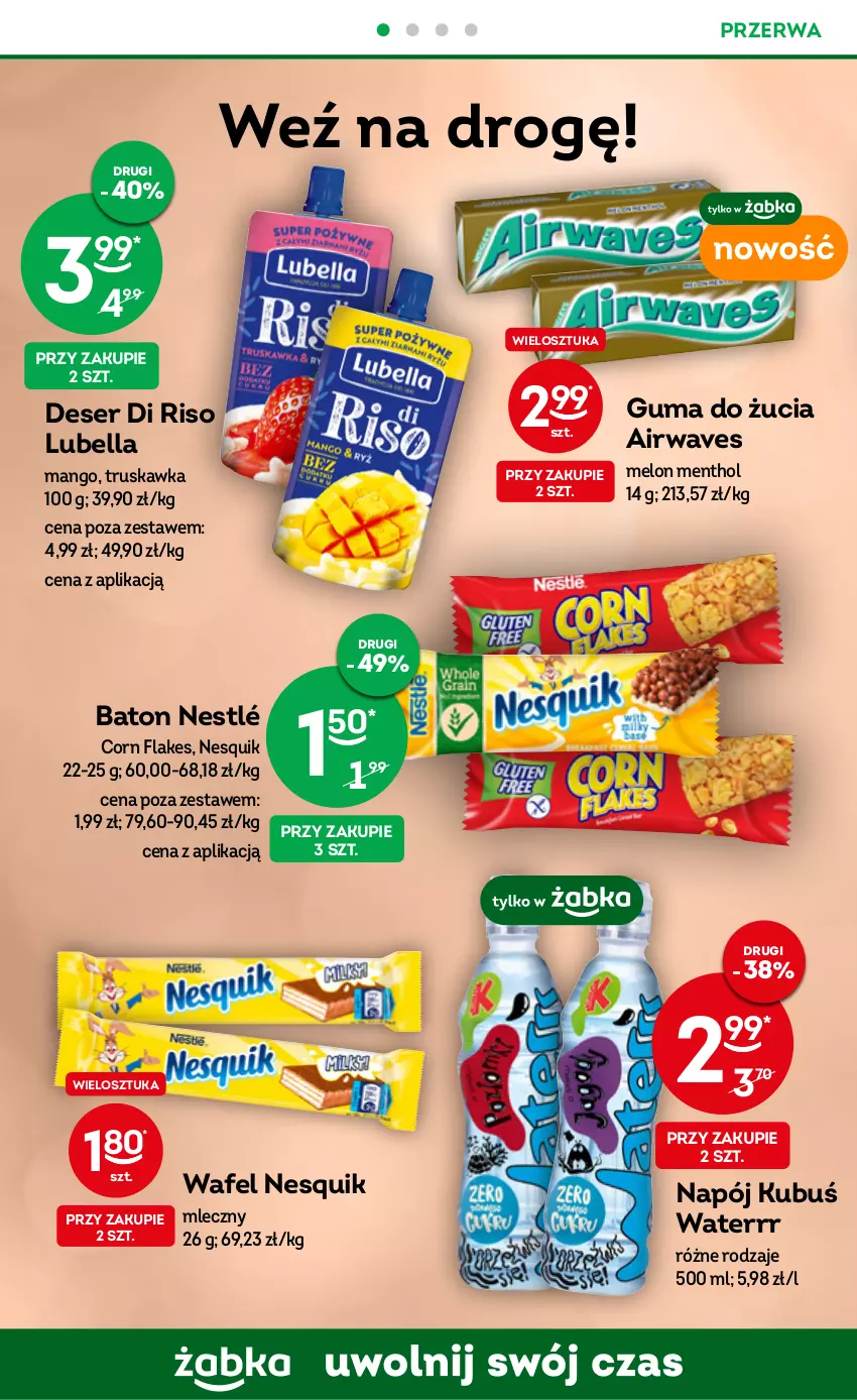 Gazetka promocyjna Żabka - ważna 21.06 do 04.07.2023 - strona 46 - produkty: Baton, Bell, Bella, Corn flakes, Deser, Guma do żucia, Kubuś, Kubuś Waterrr, Lubella, Mango, Melon, Napój, Nesquik, Nestlé, Ser