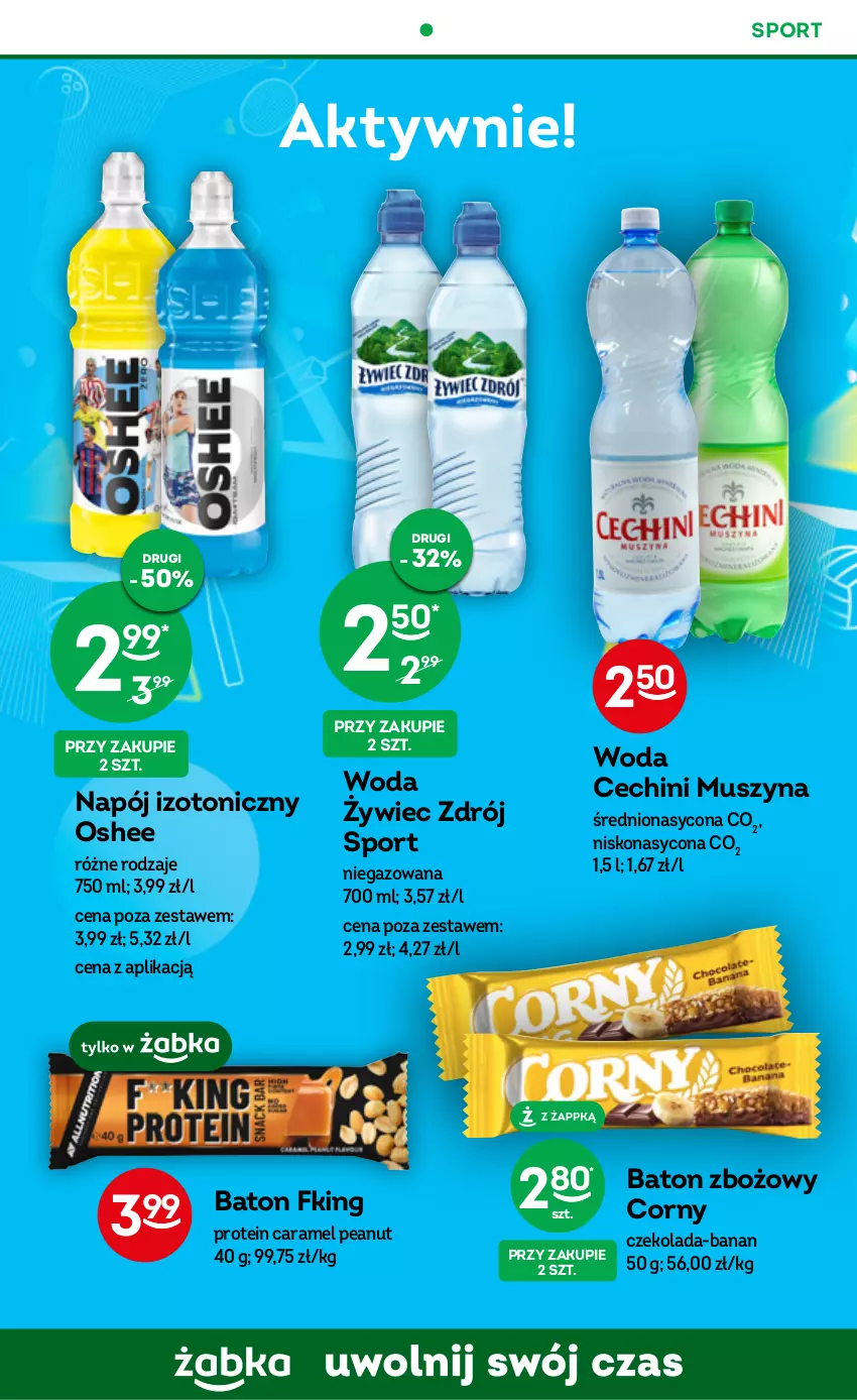 Gazetka promocyjna Żabka - ważna 21.06 do 04.07.2023 - strona 55 - produkty: Baton, Czekolada, Mus, Napój, Napój izotoniczny, Oshee, Por, Sport, Szyna, Woda