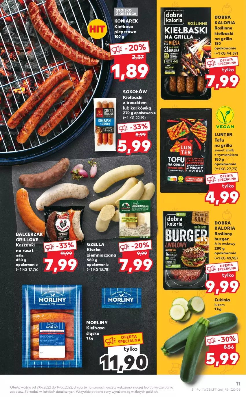 Gazetka promocyjna Kaufland - OFERTA TYGODNIA - ważna 09.06 do 14.06.2022 - strona 11 - produkty: Burger, Grill, Kasza, Kiełbasa, Kiełbasa śląska, Morliny, Pieprz, Roślinne kiełbaski, Roślinny burger, Sok, Sokołów, Tofu