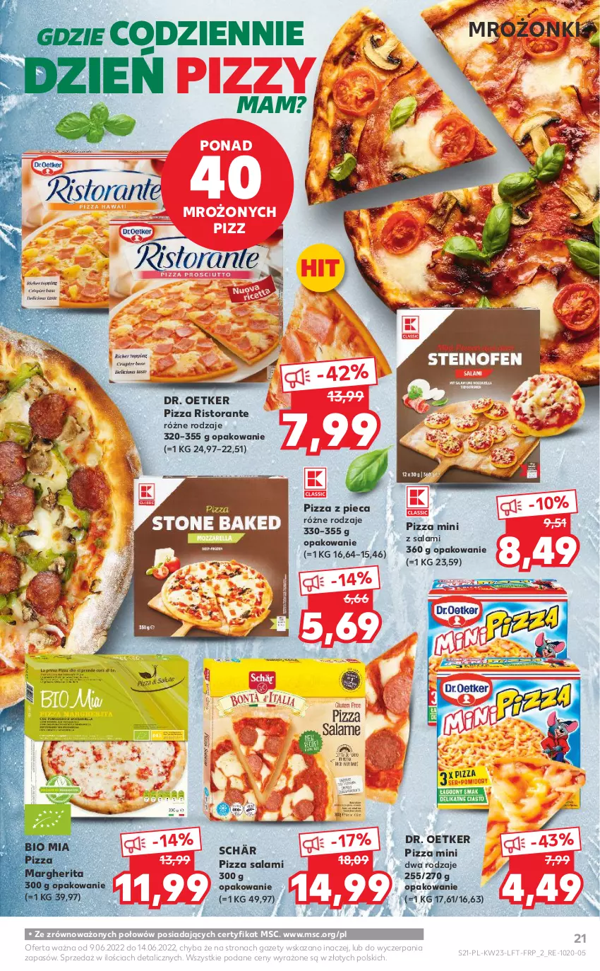 Gazetka promocyjna Kaufland - OFERTA TYGODNIA - ważna 09.06 do 14.06.2022 - strona 21 - produkty: Dr. Oetker, Piec, Pizza, Pizza margherita, Salami