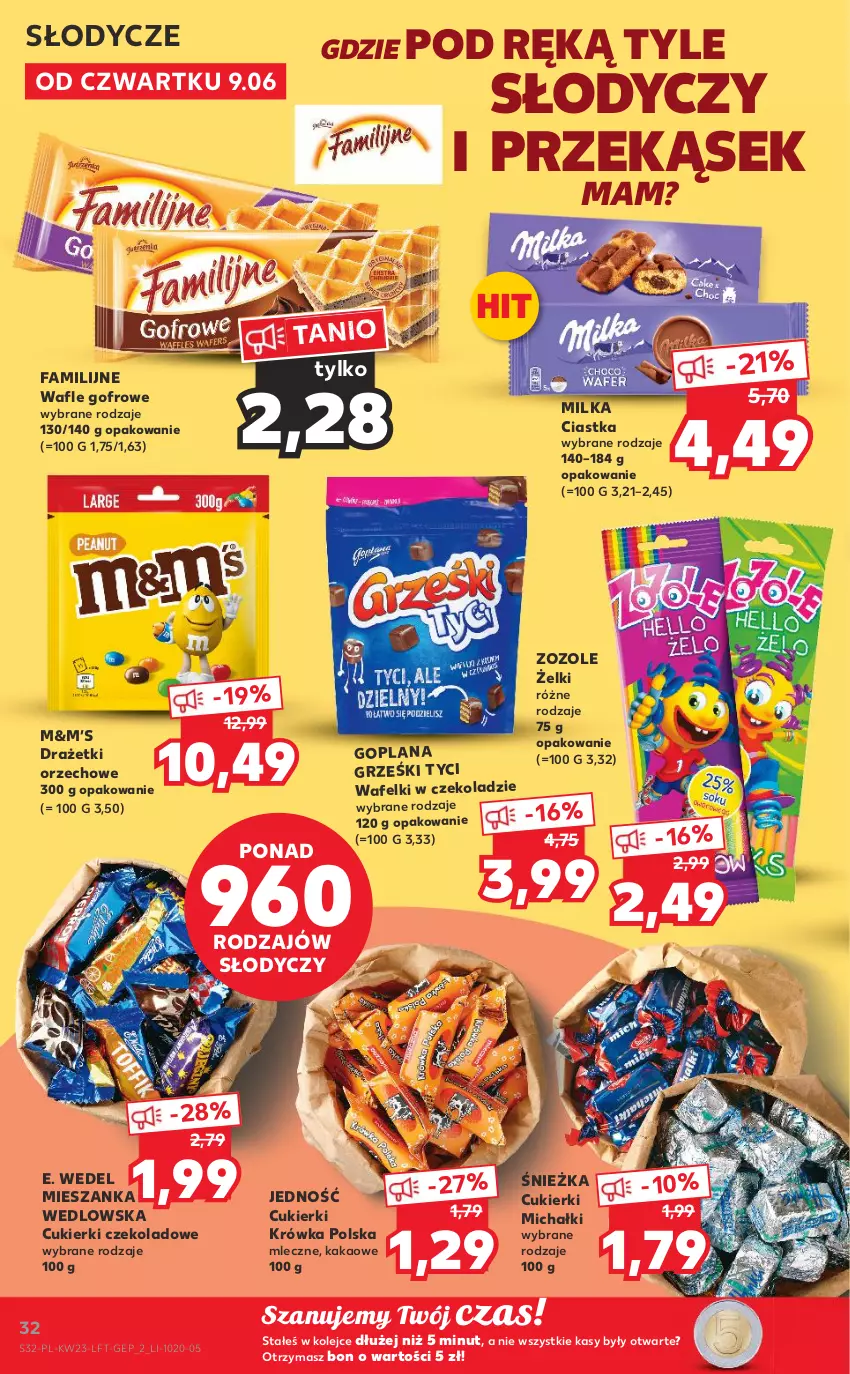 Gazetka promocyjna Kaufland - OFERTA TYGODNIA - ważna 09.06 do 14.06.2022 - strona 32 - produkty: Ciastka, Cukier, Cukierki, Cukierki czekoladowe, E. Wedel, Fa, Goplana, Grześki, Kakao, LANA, Michałki, Mieszanka wedlowska, Milka, Olej, Wafle