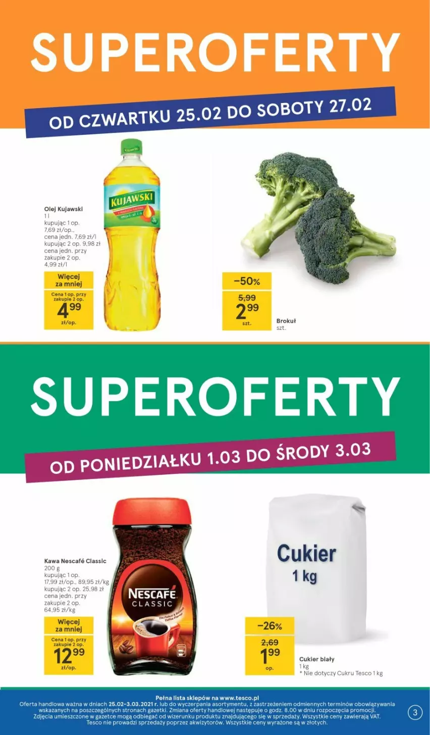 Gazetka promocyjna Tesco - Tesco gazetka - przyszły tydzień - ważna 25.02 do 03.03.2021 - strona 3 - produkty: Cukier, Kujawski, Olej, Top