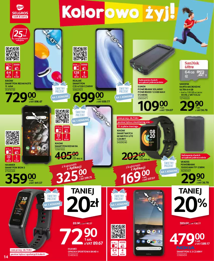 Gazetka promocyjna Selgros - Oferta przemysłowa - ważna 05.05 do 18.05.2022 - strona 14 - produkty: Huawei, Monitor, Opaska, Por, Powerbank, Redmi Note, Smartfon, Smartwatch, Sport