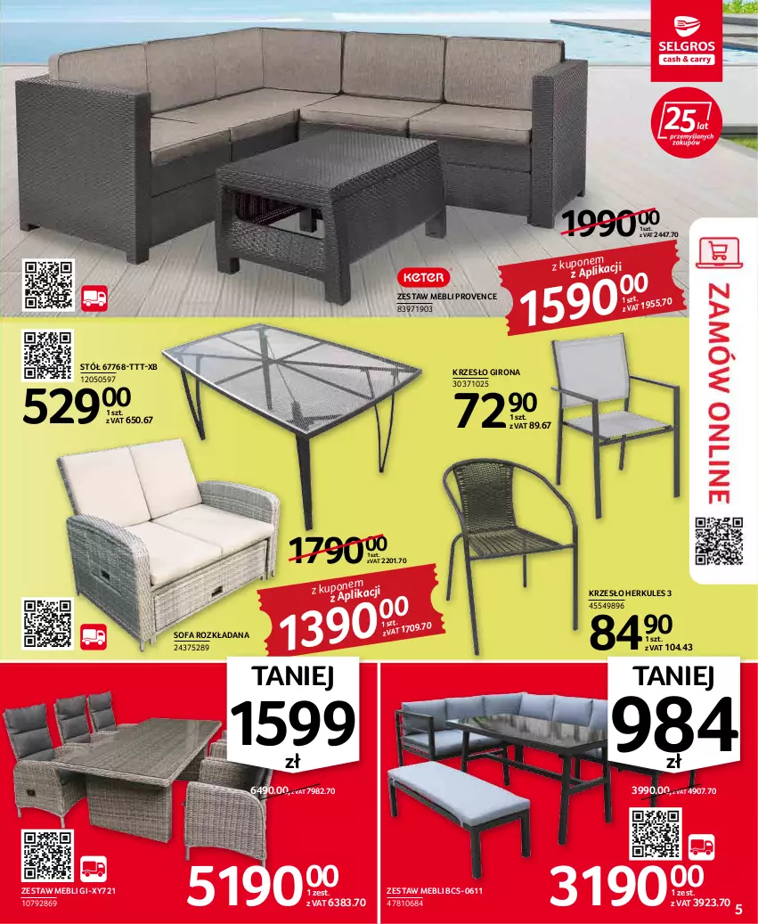 Gazetka promocyjna Selgros - Oferta przemysłowa - ważna 05.05 do 18.05.2022 - strona 5 - produkty: Fa, Krzesło, Sofa, Sofa rozkładana, Stół