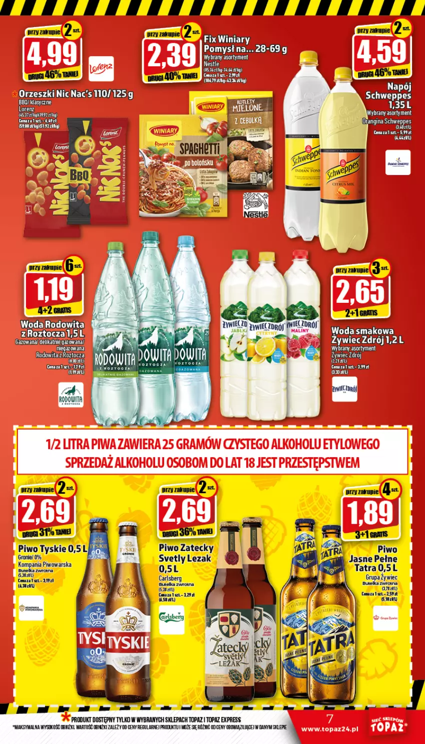 Gazetka promocyjna Topaz - Gazetka - ważna 10.11 do 16.11.2022 - strona 7 - produkty: Carlsberg, Piwo, Sok, Tatra, Top, Tyskie, Woda