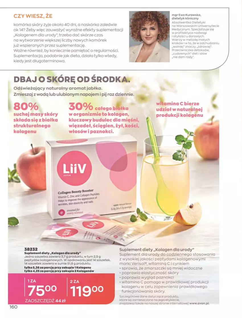 Gazetka promocyjna Avon - Sierpień - ważna 01.08 do 31.08.2022 - strona 156 - produkty: Cynk, Jabłka, Kolagen, Laur, Mars, Mięta, Napoje, Por, Sok, Sos, Suplement diety, Tran