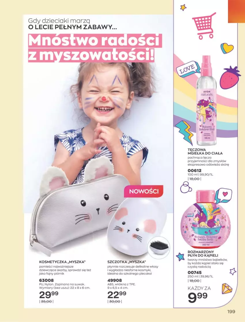 Gazetka promocyjna Avon - Sierpień - ważna 01.08 do 31.08.2022 - strona 195 - produkty: Dzieci, Fa, Kosmetyczka, Mysz, Plecak, Płyn do kąpieli, Szczotka