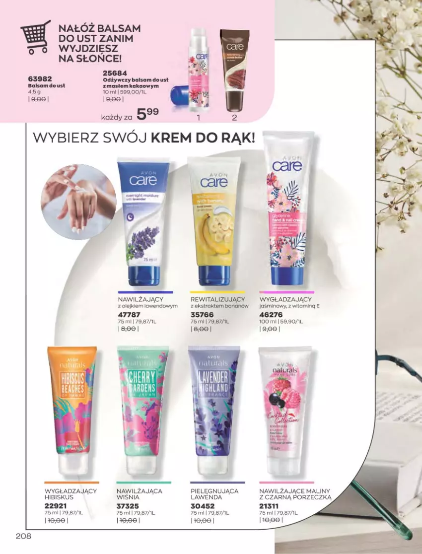 Gazetka promocyjna Avon - Sierpień - ważna 01.08 do 31.08.2022 - strona 204 - produkty: Balsam do ust, Hibiskus, Kakao, Krem do rąk, Maliny, Olej, Por