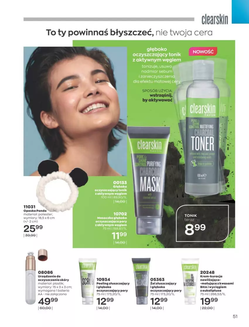 Gazetka promocyjna Avon - Sierpień - ważna 01.08 do 31.08.2022 - strona 51 - produkty: Bateria, Opaska, Panda, Peeling, Por, Wasa