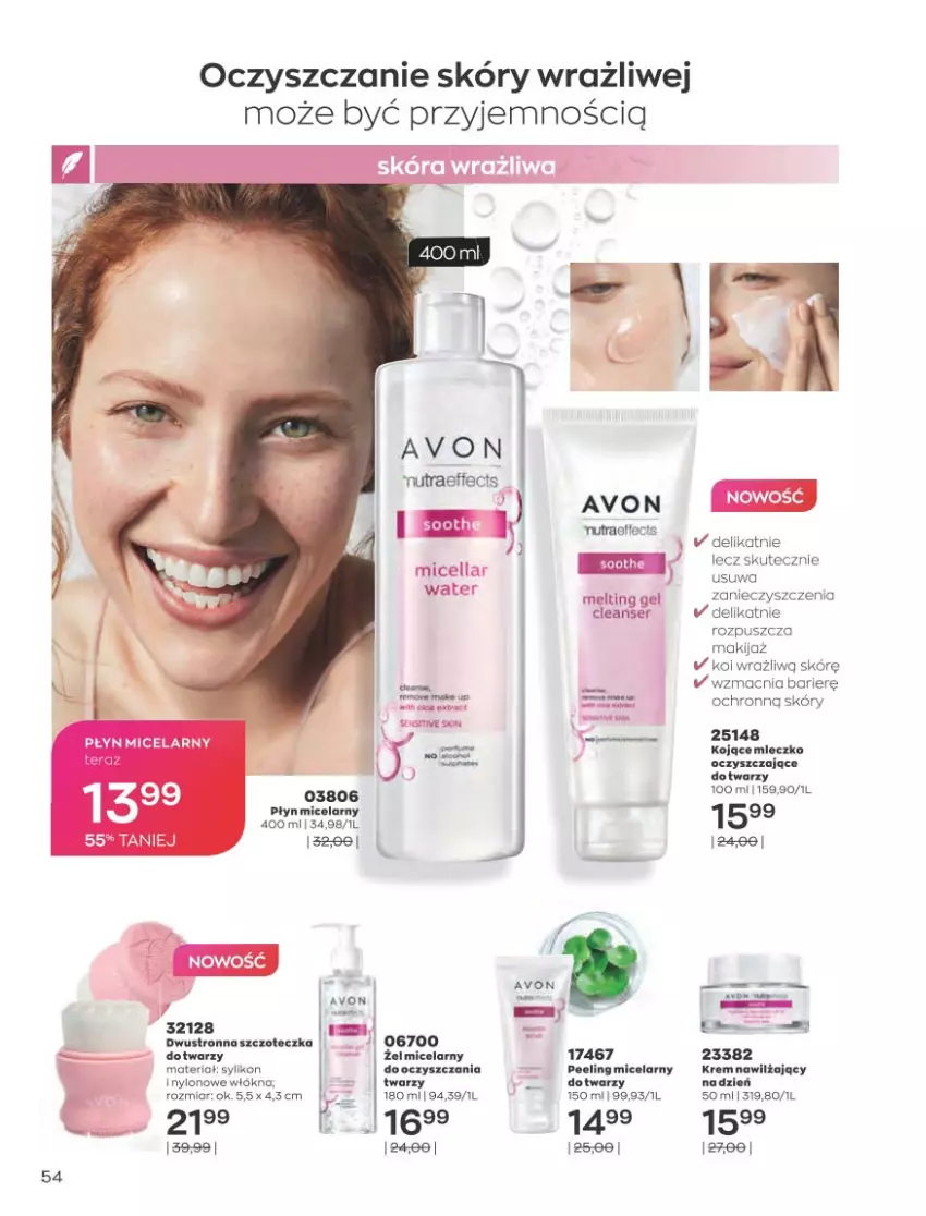 Gazetka promocyjna Avon - Sierpień - ważna 01.08 do 31.08.2022 - strona 54 - produkty: Mleczko, Peeling, Płyn micelarny, Ser, Szczoteczka