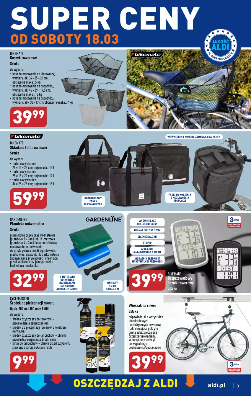 Gazetka promocyjna Aldi - Pełen katalog - ważna 13.03 do 18.03.2023 - strona 31 - produkty: Inka, Kosz, LANA, Metro, Piec, Por, Rower, Top, Torba, Wieszak