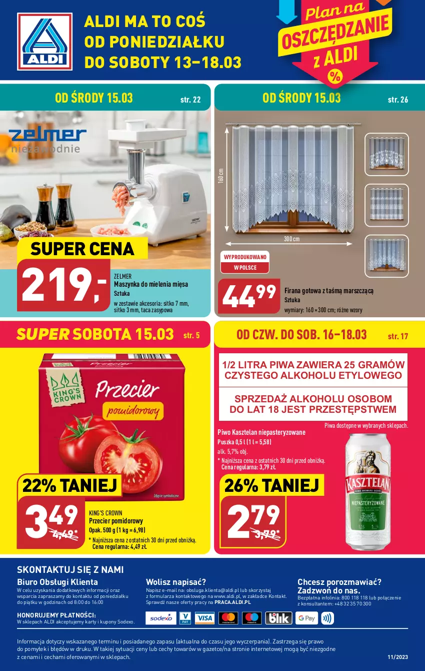 Gazetka promocyjna Aldi - Pełen katalog - ważna 13.03 do 18.03.2023 - strona 32 - produkty: Biuro, Firana, Gra, Kasztelan, Mars, Maszynka, Maszynka do mielenia, O nas, Piwa, Piwo, Por, Sitko, Szynka, Taca, Zelmer