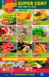 Gazetka promocyjna Aldi - Pełen katalog - Gazetka - ważna od 18.03 do 18.03.2023 - strona 2 - produkty: Piec, Truskawki, Rukola, Pomarańcze, Fasola, Winogrona, Limonka, Pieczarki krojone, Wino, Mango, Pomidory, Fa