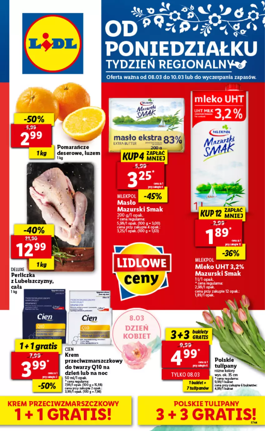 Gazetka promocyjna Lidl - GAZETKA - ważna 08.03 do 10.03.2021 - strona 1 - produkty: Bukiet, Gra, Krem przeciwzmarszczkowy, Mars, Masło, Perliczka, Pomarańcze, Por