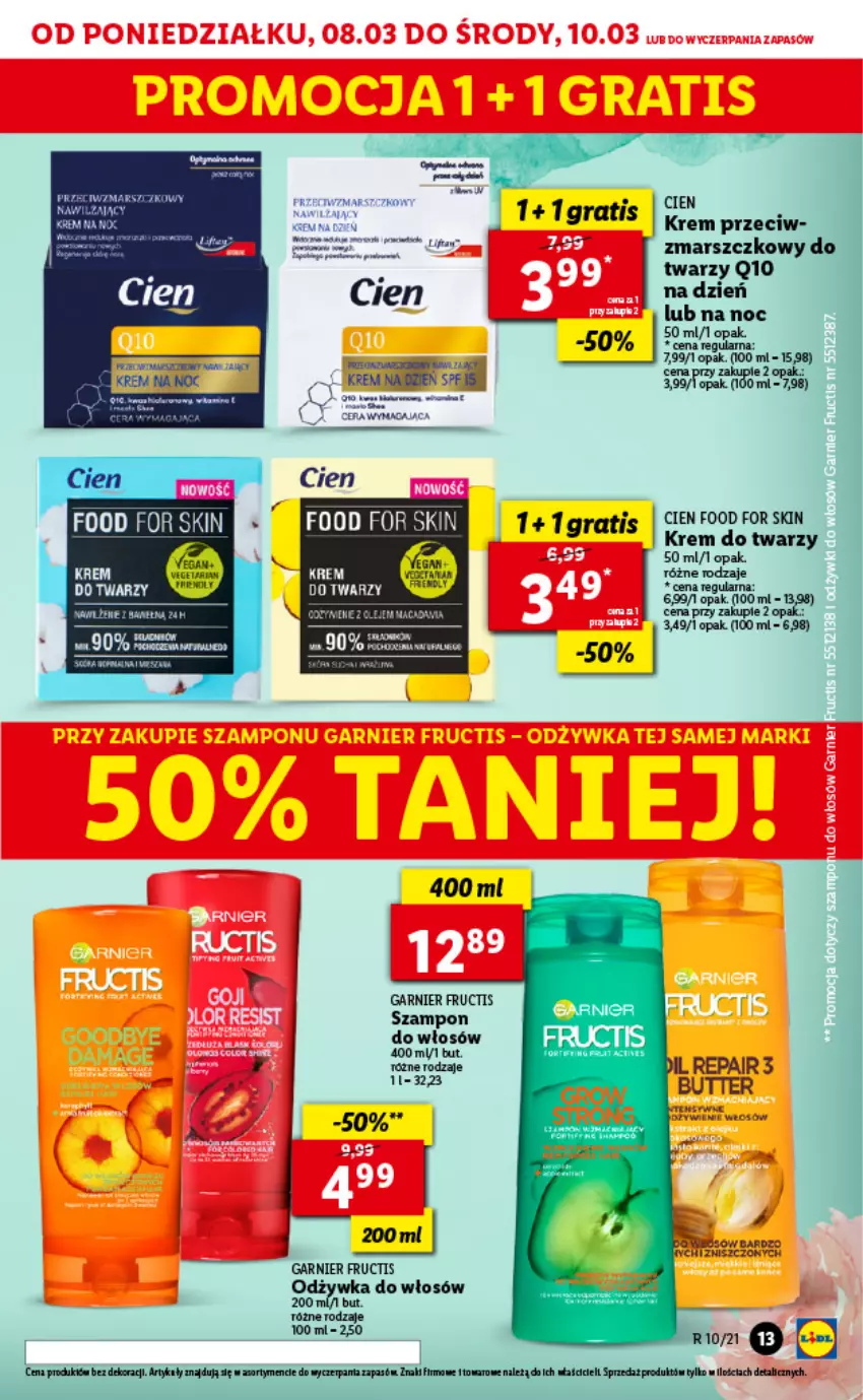 Gazetka promocyjna Lidl - GAZETKA - ważna 08.03 do 10.03.2021 - strona 13 - produkty: Fa, Fructis, Garnier, Gra, Krem do twarzy, Krem na noc, Mars, Odżywka, Szampon