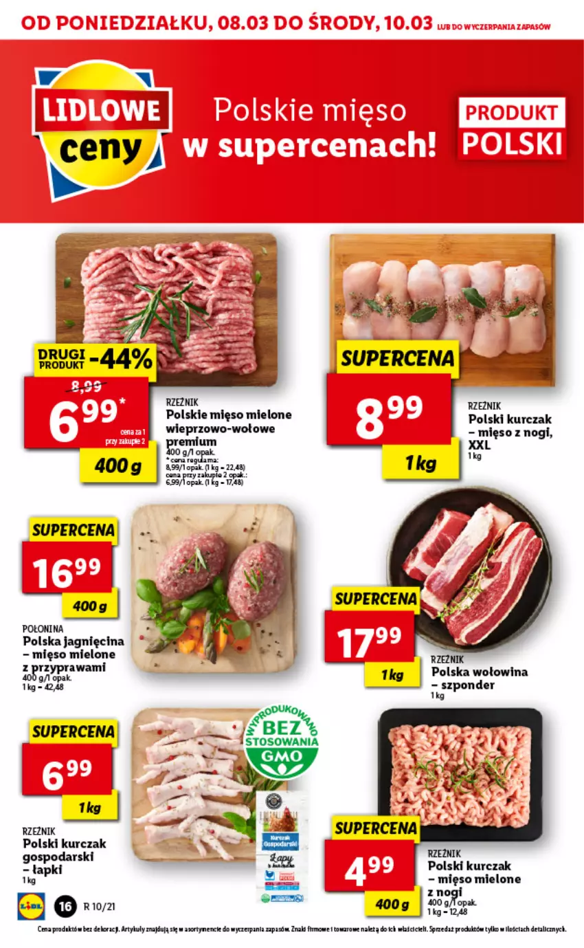 Gazetka promocyjna Lidl - GAZETKA - ważna 08.03 do 10.03.2021 - strona 16 - produkty: Kurczak, Mięso, Mięso mielone, Wołowina