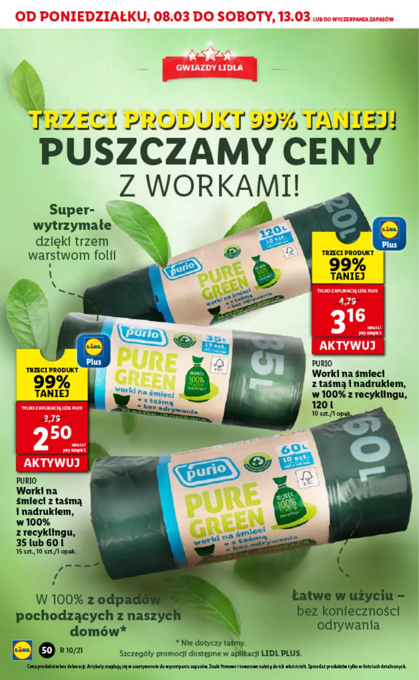 Gazetka promocyjna Lidl - GAZETKA - ważna 08.03 do 10.03.2021 - strona 50 - produkty: Fa, Orka, Pur, Worki na śmiec, Worki na śmieci