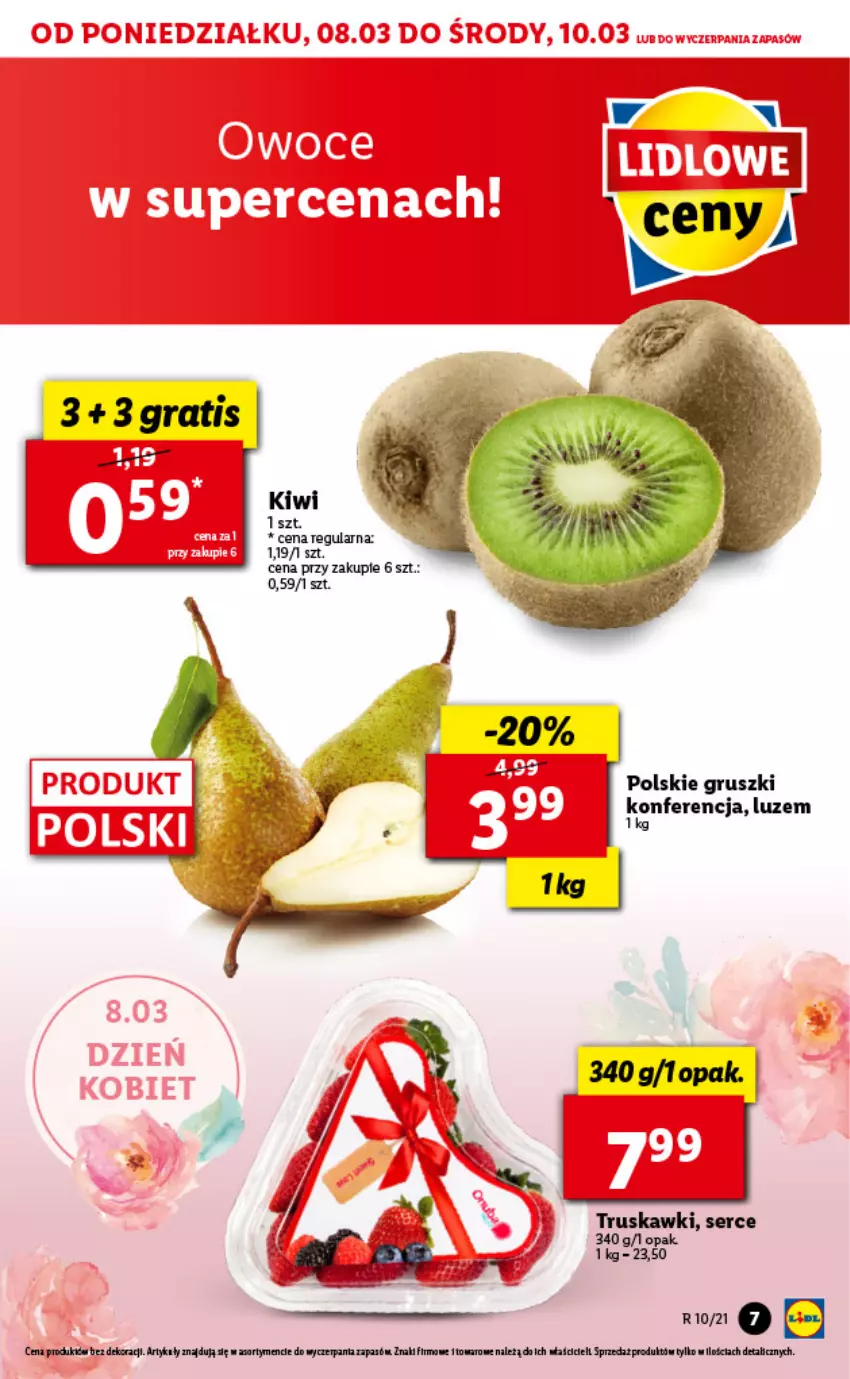 Gazetka promocyjna Lidl - GAZETKA - ważna 08.03 do 10.03.2021 - strona 7 - produkty: Gruszki, Kiwi, Ser, Truskawki