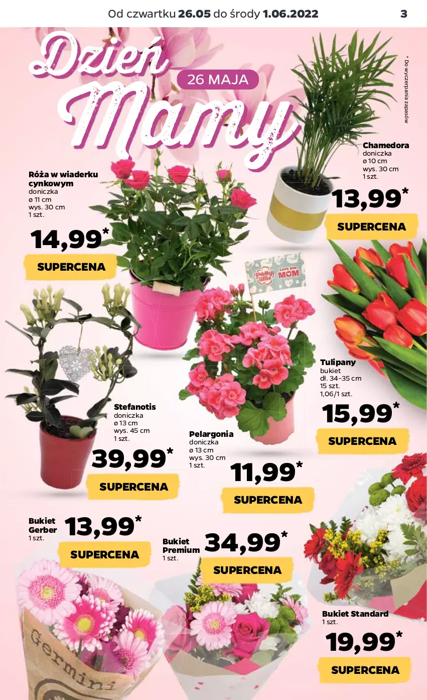 Gazetka promocyjna Netto - Gazetka spożywcza 26.05-1.06 - ważna 26.05 do 01.06.2022 - strona 3 - produkty: Bukiet, Cynk, Fa, Gerber, Róża, Tulipan