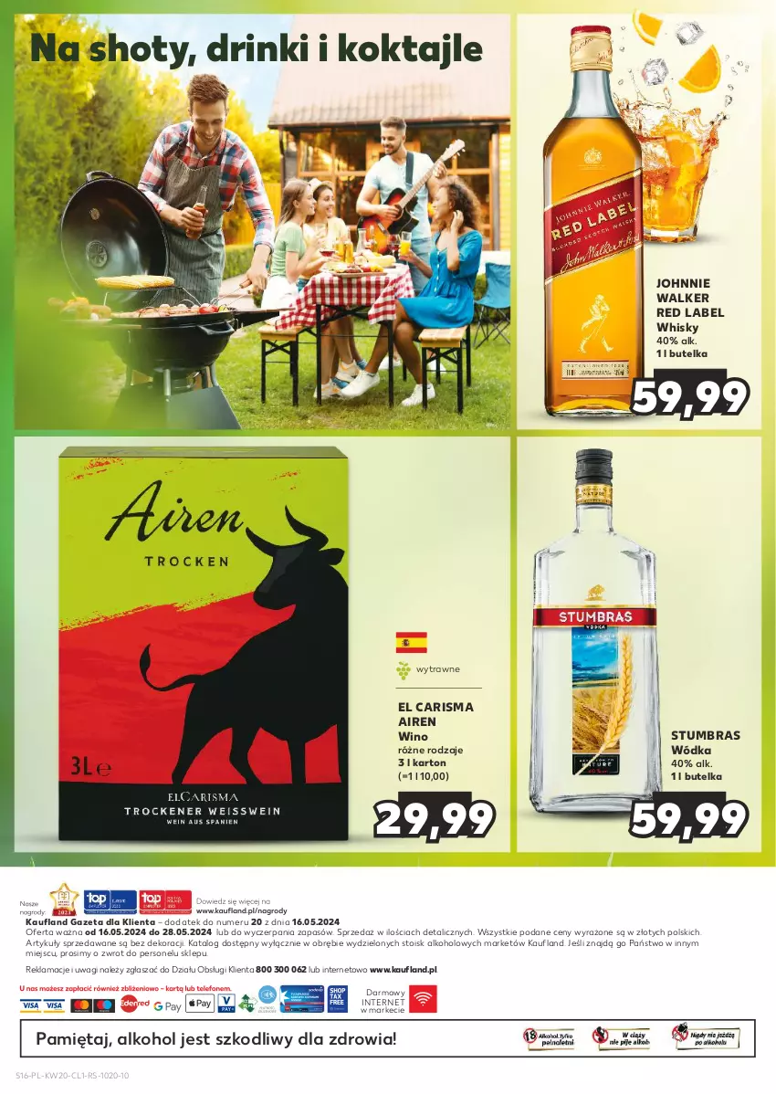 Gazetka promocyjna Kaufland - Barek Kauflandu - ważna 16.05 do 28.05.2024 - strona 16 - produkty: Johnnie Walker, Mięta, Wagi, Whisky, Wino, Wódka