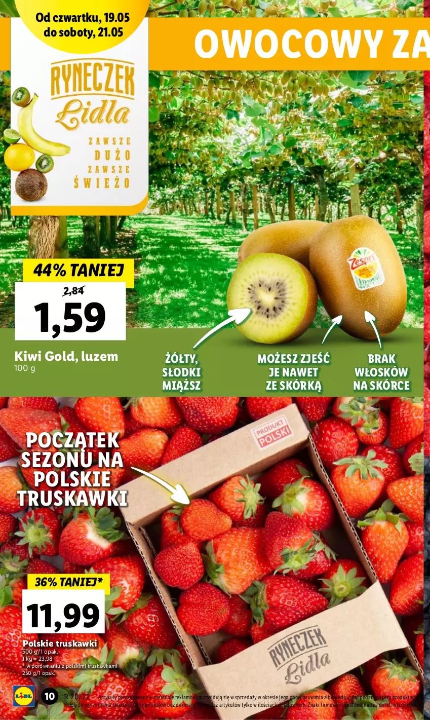 Gazetka promocyjna Lidl - GAZETKA - ważna 19.05 do 21.05.2022 - strona 10 - produkty: Kiwi, Por, Truskawki