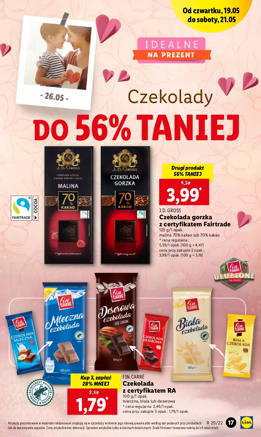 Gazetka promocyjna Lidl - GAZETKA - ważna 19.05 do 21.05.2022 - strona 17 - produkty: Czekolada, Czekolada gorzka, Deser, Fa, Kakao, Ser