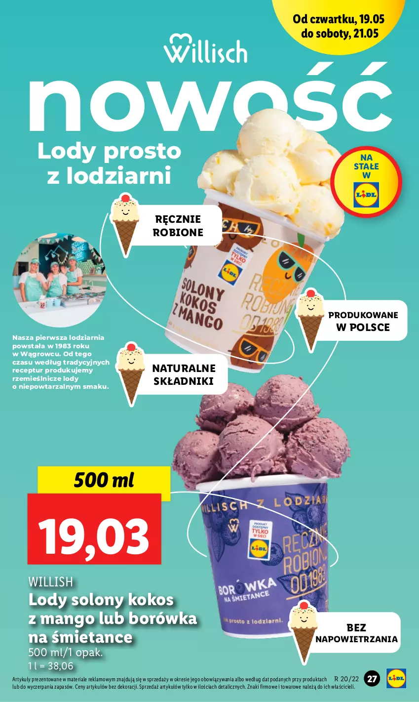 Gazetka promocyjna Lidl - GAZETKA - ważna 19.05 do 21.05.2022 - strona 27 - produkty: Borówka, Kokos, Lody, Mango