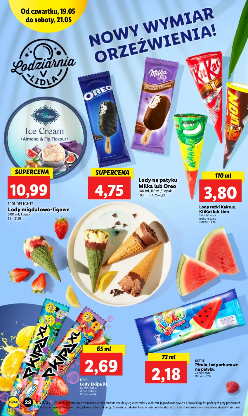 Gazetka promocyjna Lidl - GAZETKA - ważna 19.05 do 21.05.2022 - strona 28 - produkty: Arbuz, Kaktus, Lion, Lody, Milka, Nestlé, Oreo