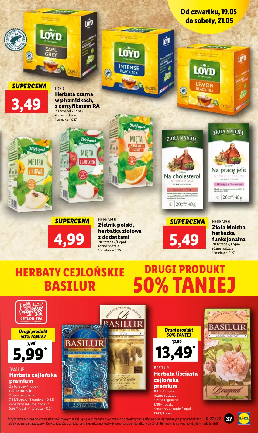 Gazetka promocyjna Lidl - GAZETKA - ważna 19.05 do 21.05.2022 - strona 37 - produkty: Herbapol, Herbata, Herbata czarna, Loyd, Torebka