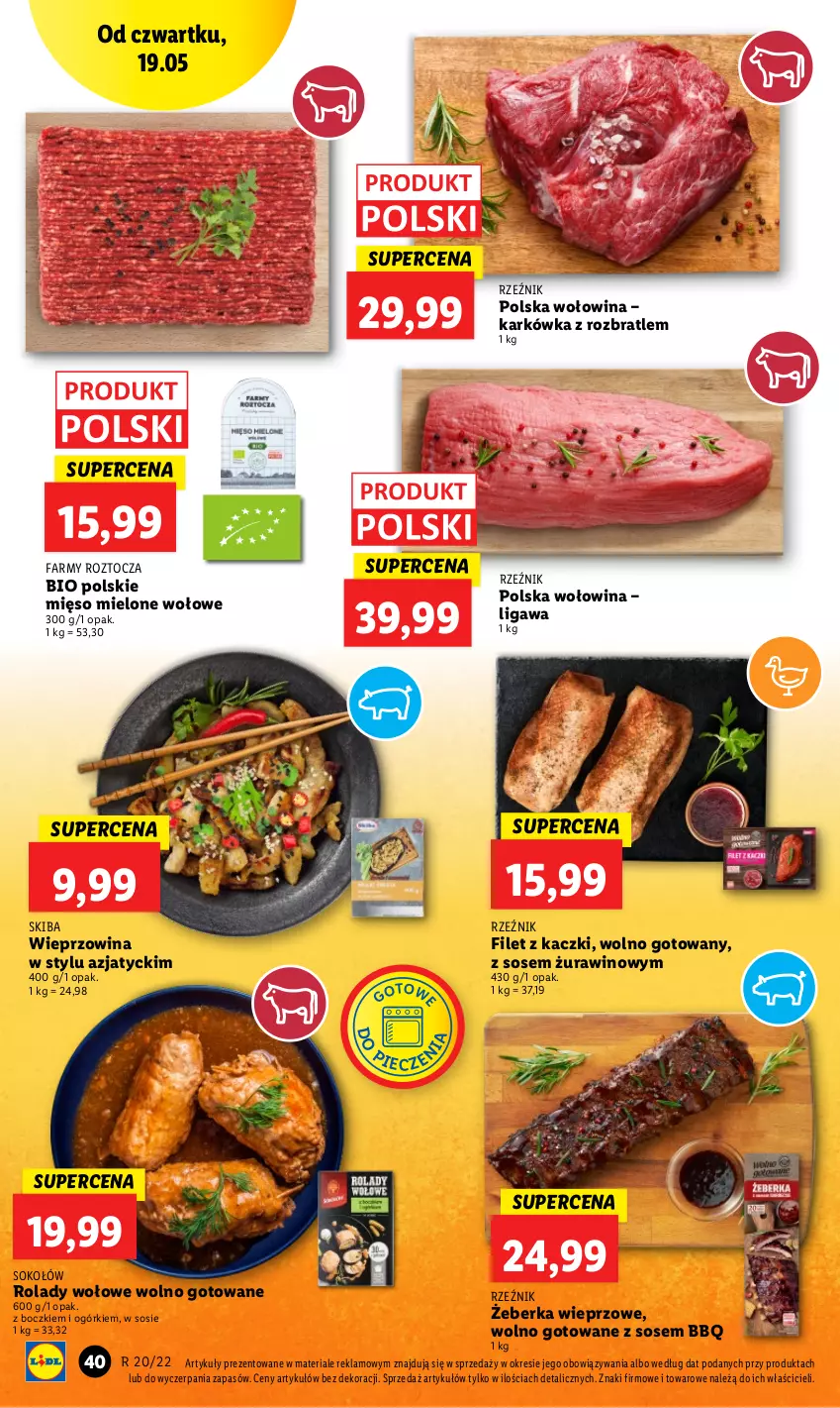 Gazetka promocyjna Lidl - GAZETKA - ważna 19.05 do 21.05.2022 - strona 40 - produkty: Fa, Mięso, Mięso mielone, Sok, Sokołów, Sos, Wieprzowina, Wino, Wołowina