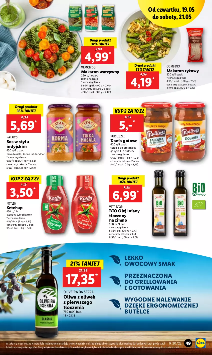 Gazetka promocyjna Lidl - GAZETKA - ważna 19.05 do 21.05.2022 - strona 49 - produkty: Dania gotowe, Fa, Grill, Ketchup, Kotlin, Makaron, Makaron ryżowy, Olej, Oliwa z oliwek, Pudliszki, Pulpety, Ryż, Ser, Sos