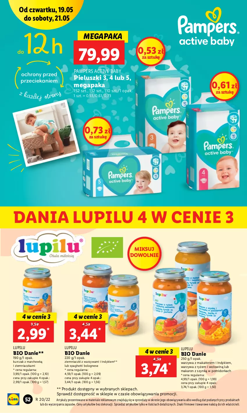 Gazetka promocyjna Lidl - GAZETKA - ważna 19.05 do 21.05.2022 - strona 52 - produkty: Kurczak, Makaron, Orka, Pampers, Ryż, Spaghetti, Warzywa